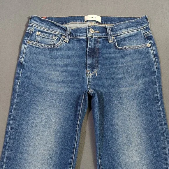 7 For All Mankind Jeans Women's 28 Blue Dojo NYD Denim Flare Wide Leg Denim - Picture 5 of 14